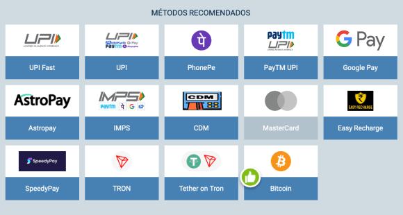 Opções de pagamento 1xbet